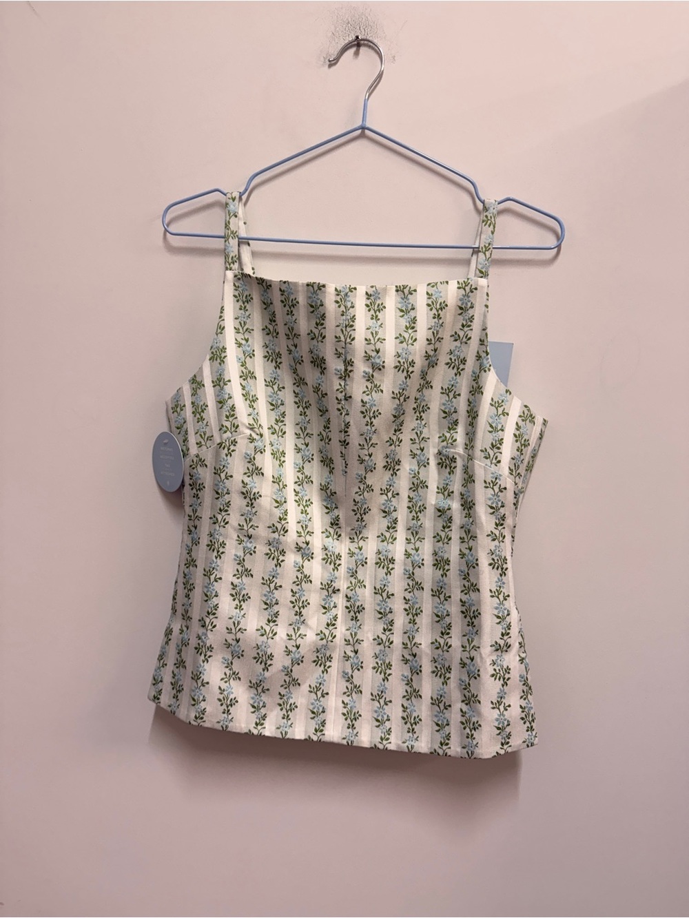 Hill House Cream and Green Floral Stripe Tank Top